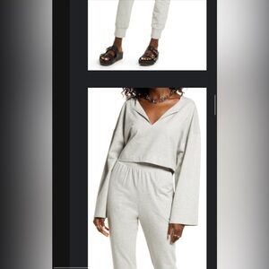 Gray ‘Open Edit’ (Nordstrom) L/S Crop Top Pant Set (Women’s: M)